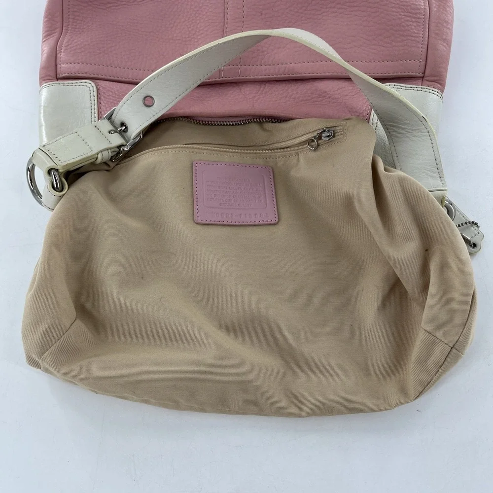 Retired Coach Hobo Bag Pebble Leather Petal Barbie Gum Pink White Colorblock